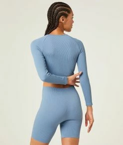 Athleisure : Active & Chill | Top Court Côtelé Sans Coutures GLACIER | Etam Femme