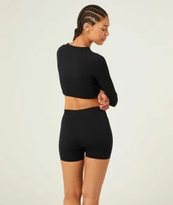 Athleisure : Active & Chill | Top Court Côtelé Sans Coutures NOIR | Etam Femme