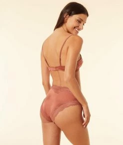 Brassières | Brassière En Soie Et Dentelle TERRACOTTA | Etam Femme