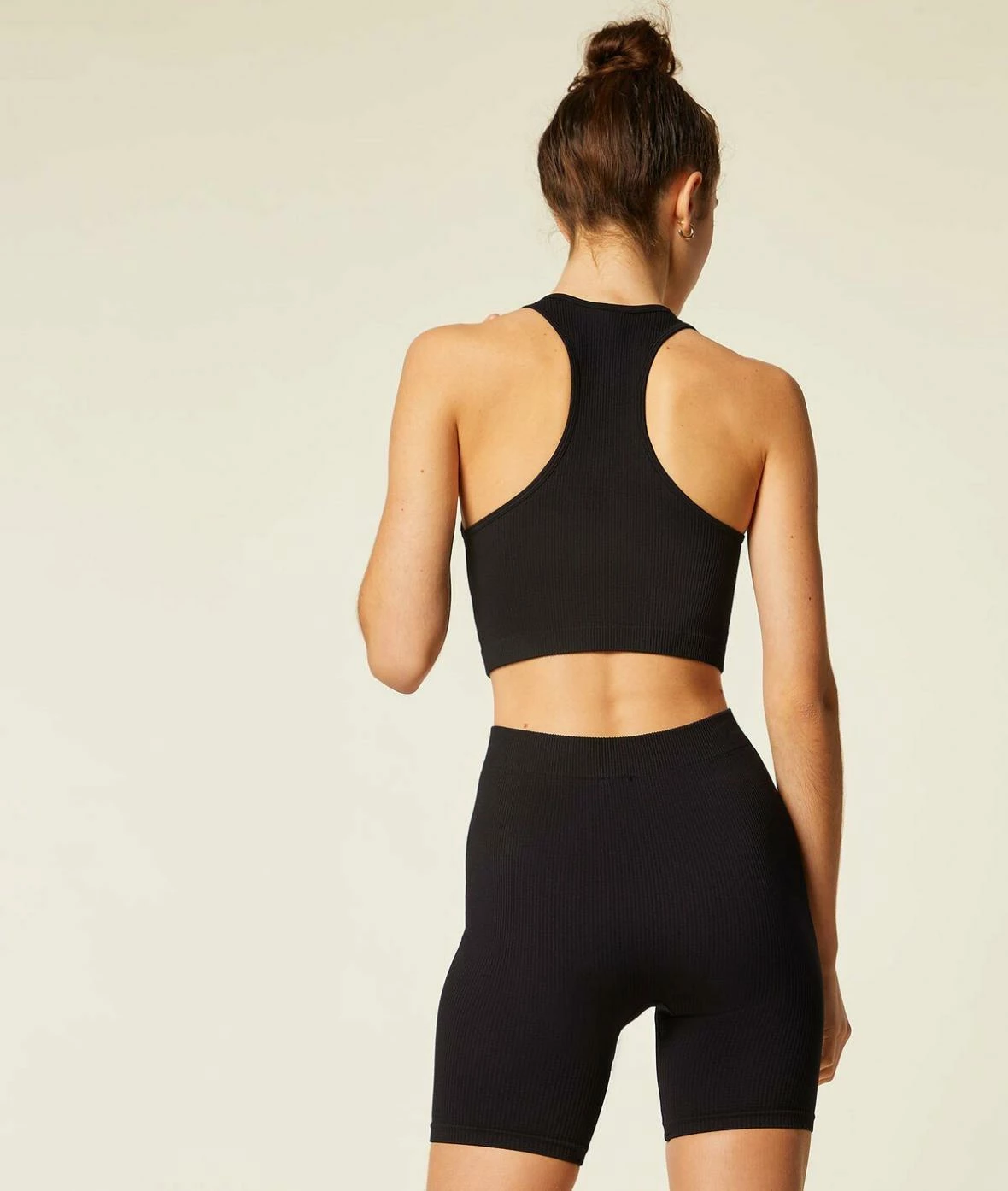 Brassières De Sport | Brassière Côtelé Dos Nageur Sans Coutures NOIR | Etam Femme