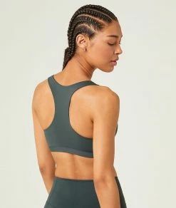 Brassières De Sport | Brassière De Sport Foulard Dos Nageur – Maintien Médium VERT SAPIN | Etam Femme