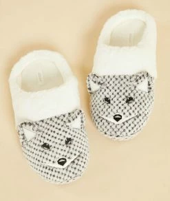 Chaussons & Trousses | Chaussons Mules Animaux GRIS CLAIR | Etam Femme