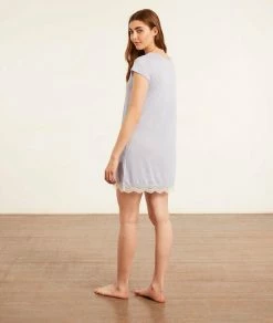Chemises De Nuit | Chemise De Nuit Bas Dentelle BLEU | Etam Femme