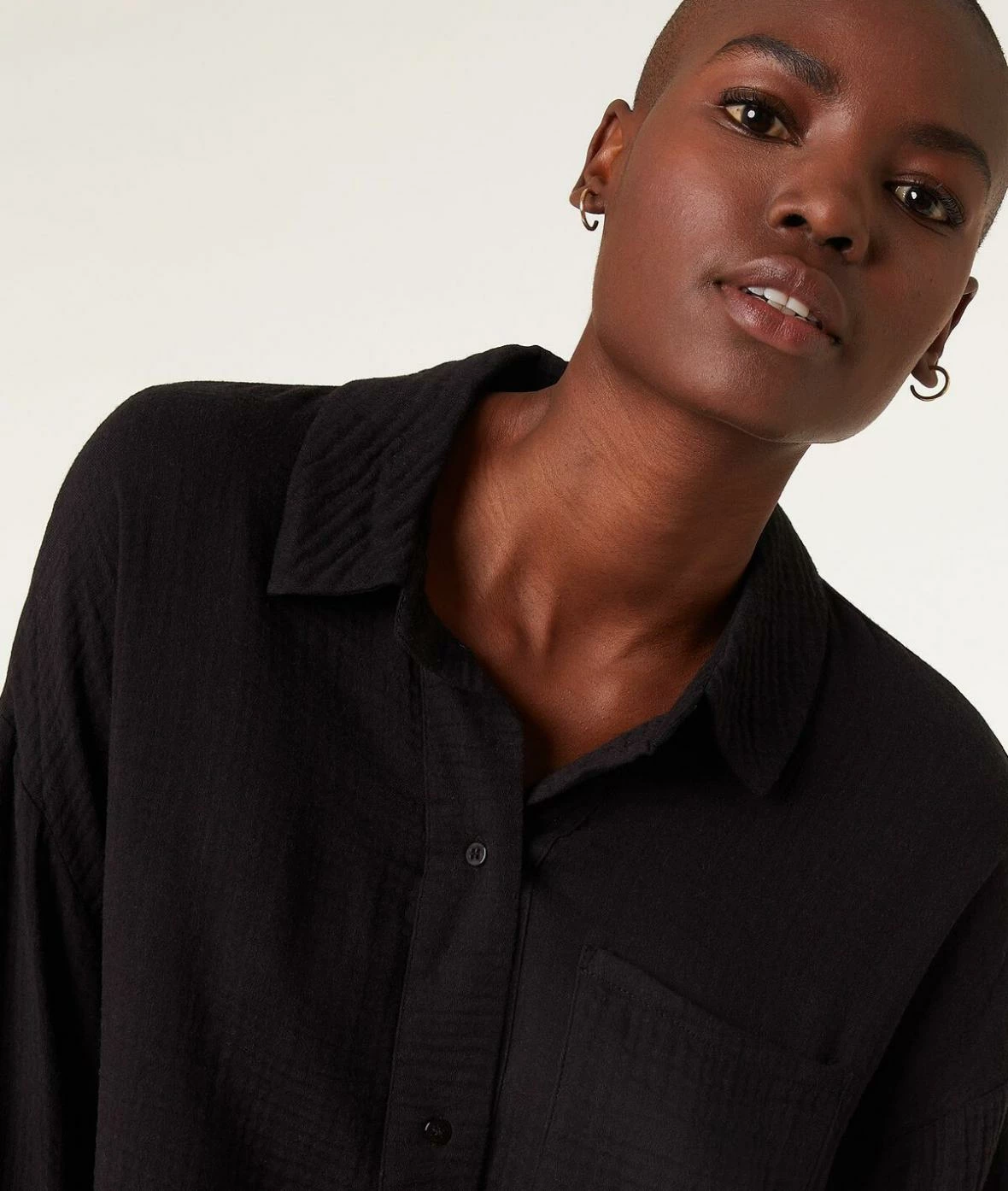 Chemises De Nuit | Chemise De Nuit En Coton NOIR | Etam Femme – Image 3