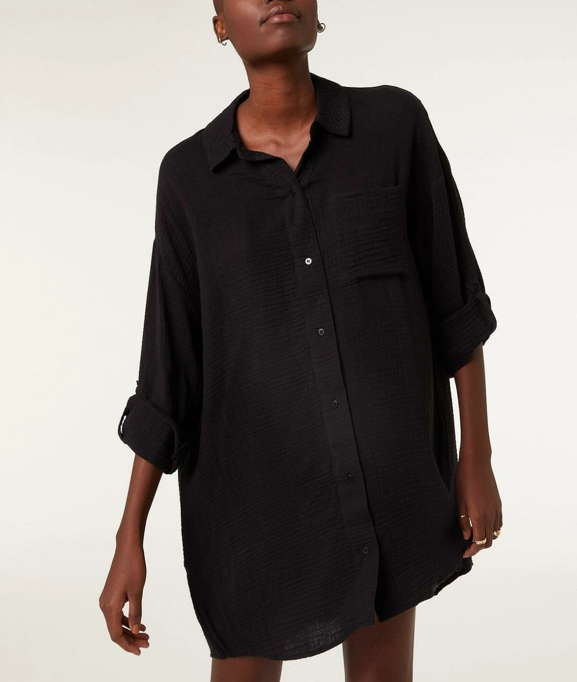 Chemises De Nuit | Chemise De Nuit En Coton NOIR | Etam Femme – Image 4
