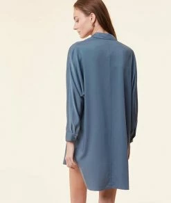 Chemises De Nuit | Chemise De Nuit Satinée BLEU | Etam Femme