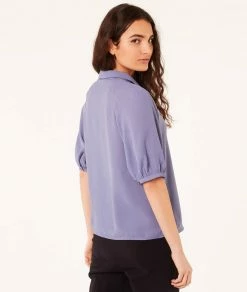 Chemisiers & Blouses | Blouse Col Boutonné BLEU CIEL | Etam Femme