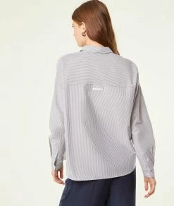 Chemisiers & Blouses | Chemise à Rayures En Coton NOIR | Etam Femme