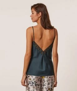 Hauts De Pyjama | Caraco Décolleté Dentelle VERT SAPIN | Etam Femme