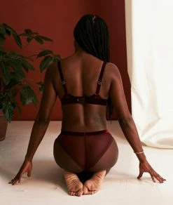 Hipsters | Brésilien En Tulle Brodé BORDEAUX GRENAT | Etam Femme