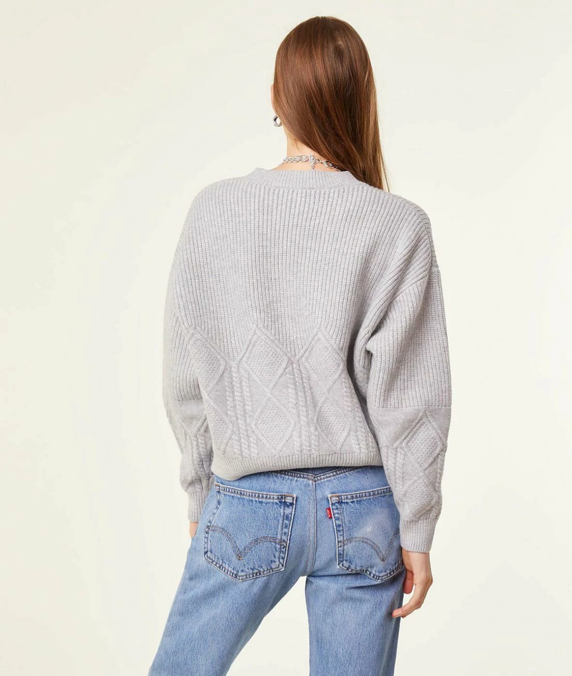 Pulls & Gilets | Pull En Maille Torsadée GRIS CHINE CLAIR | Etam Femme