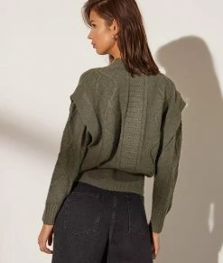 Pulls & Gilets | Pull En Maille Torsadée KAKI CLAIR | Etam Femme