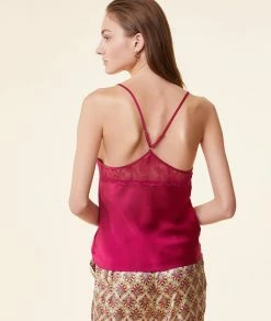 Pyjamas éco-responsables | Caraco Décolleté Dentelle FUSHIA | Etam Femme