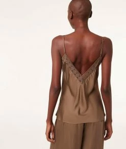 Pyjamas éco-responsables | Caraco Décolleté Dentelle KAKI | Etam Femme