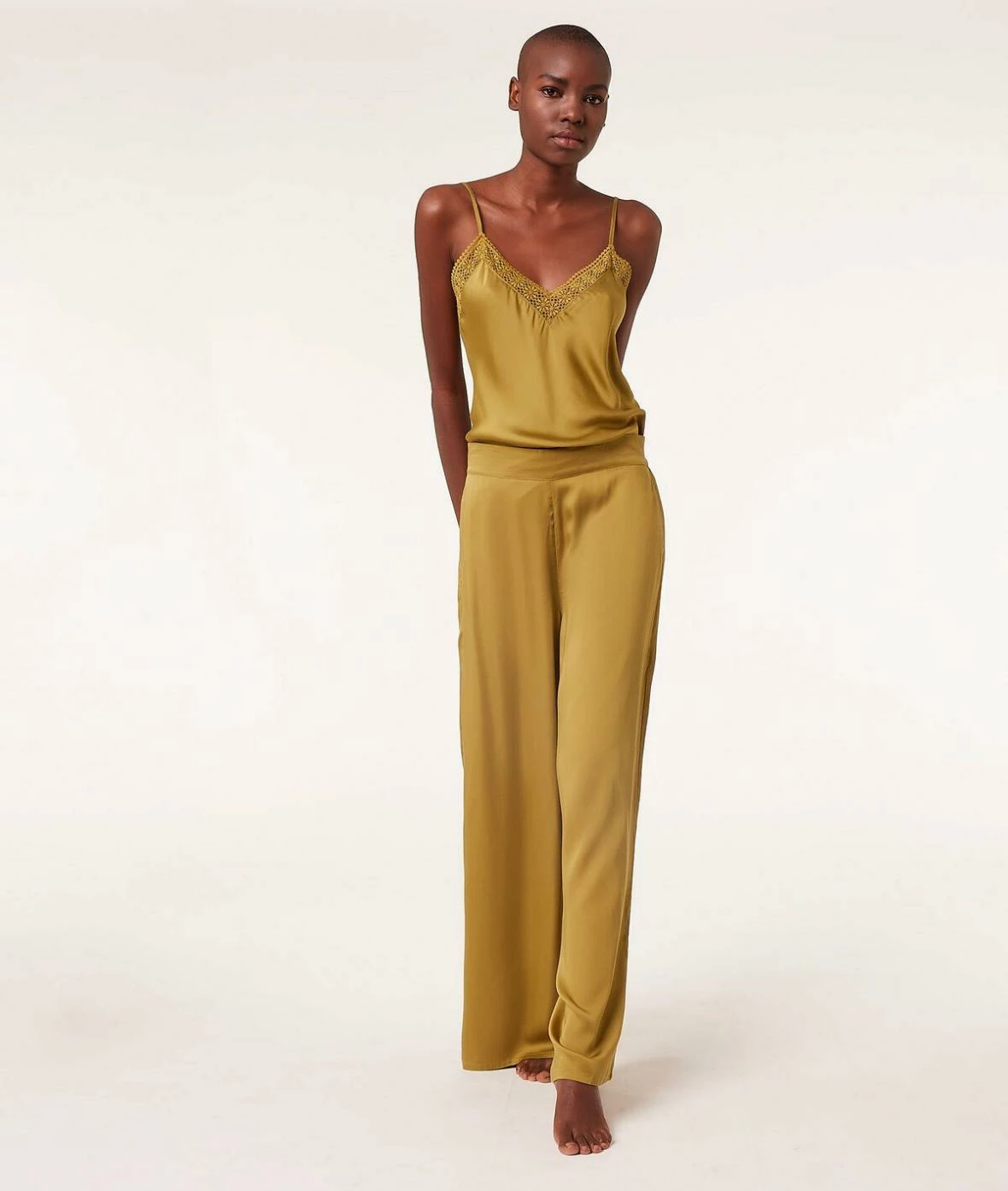 Pyjamas éco-responsables | Caraco Décolleté Dentelle VERT | Etam Femme – Image 2