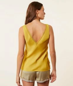 Pyjamas éco-responsables | Débardeur Satiné ANIS | Etam Femme
