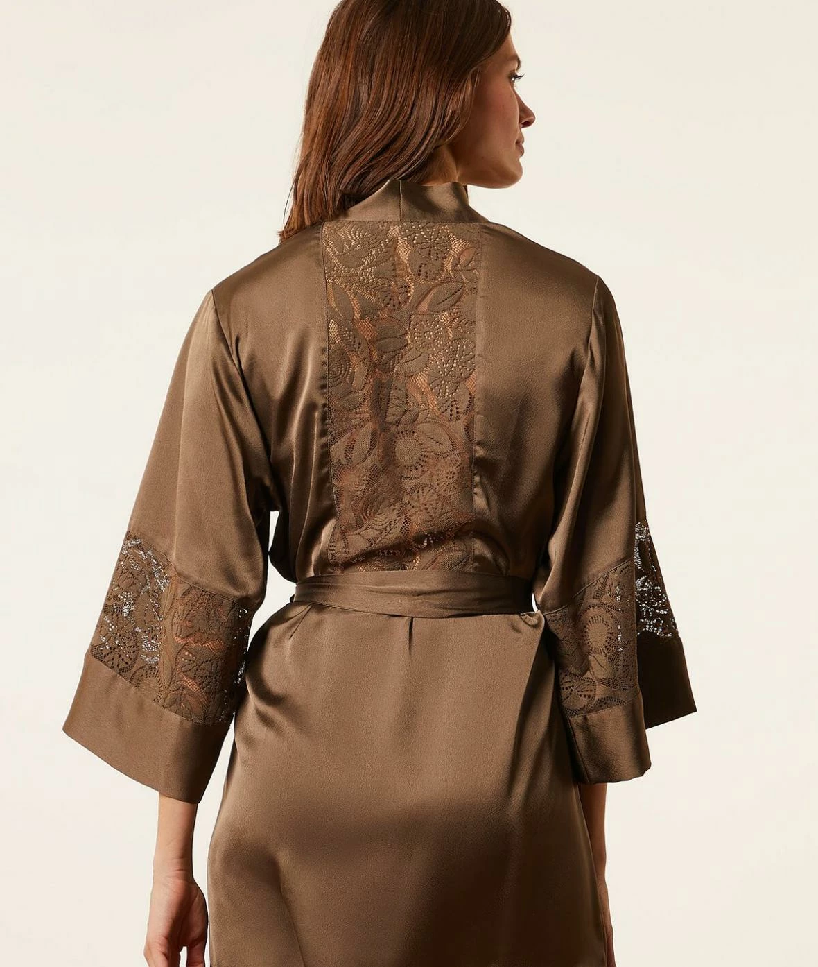 Pyjamas éco-responsables | Déshabillé Détails Dos Dentelle KAKI | Etam Femme