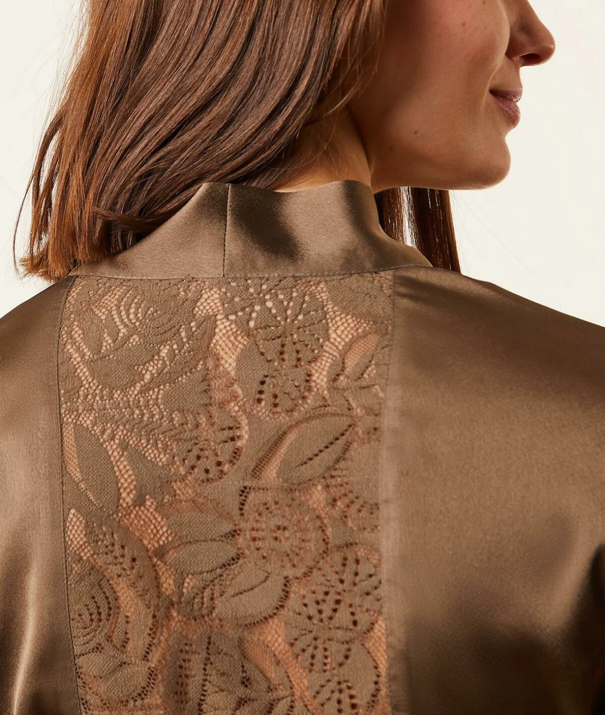 Pyjamas éco-responsables | Déshabillé Détails Dos Dentelle KAKI | Etam Femme – Image 3