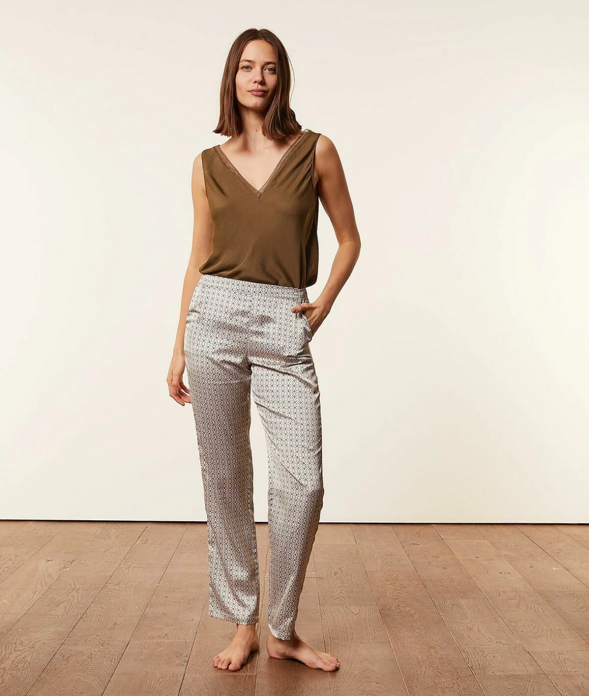 Pyjamas éco-responsables | Pantalon De Pyjama Imprimé ECRU | Etam Femme – Image 2