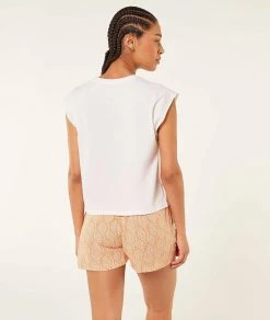 Pyjamas éco-responsables | Top Manches Courtes En Coton ECRU | Etam Femme