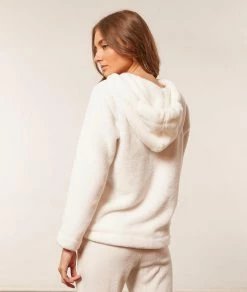 Pyjamas éco-responsables | Veste Polaire à Capuche ECRU | Etam Femme