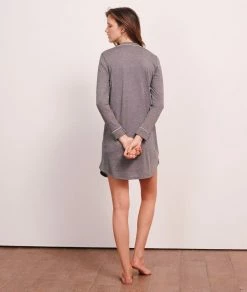 Pyjamas Doux Et Confort | Chemise De Nuit à Manches Longues GRIS | Etam Femme