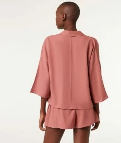Pyjamas Doux Et Confort | Chemise Manches 3/4 En Lin TERRACOTTA | Etam Femme