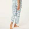 Pyjamas Doux Et Confort | Pantalon De Pyjama 7/8 Imprimé VERT CANARD | Etam Femme