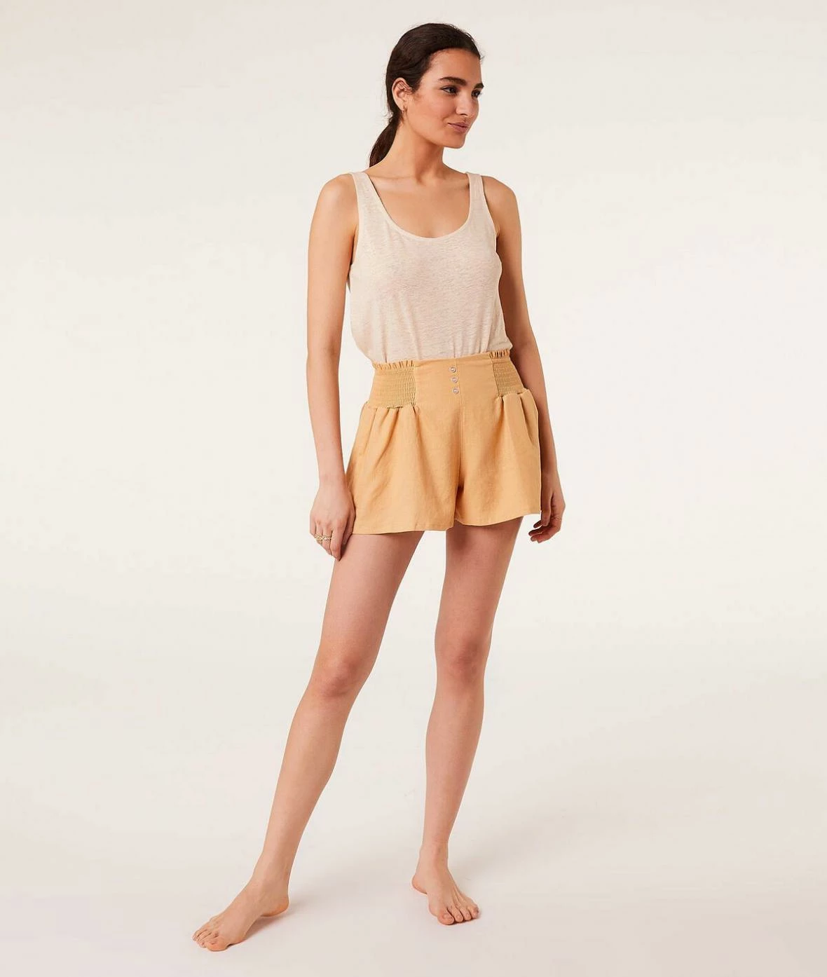 Pyjamas Doux Et Confort | Short De Pyjama En Lin OCRE | Etam Femme – Image 2