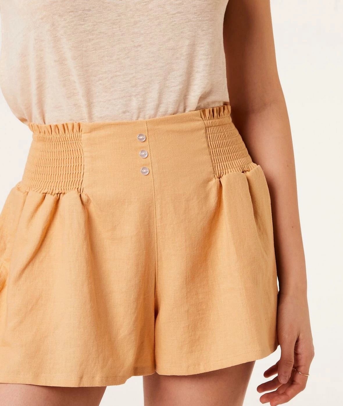 Pyjamas Doux Et Confort | Short De Pyjama En Lin OCRE | Etam Femme – Image 3