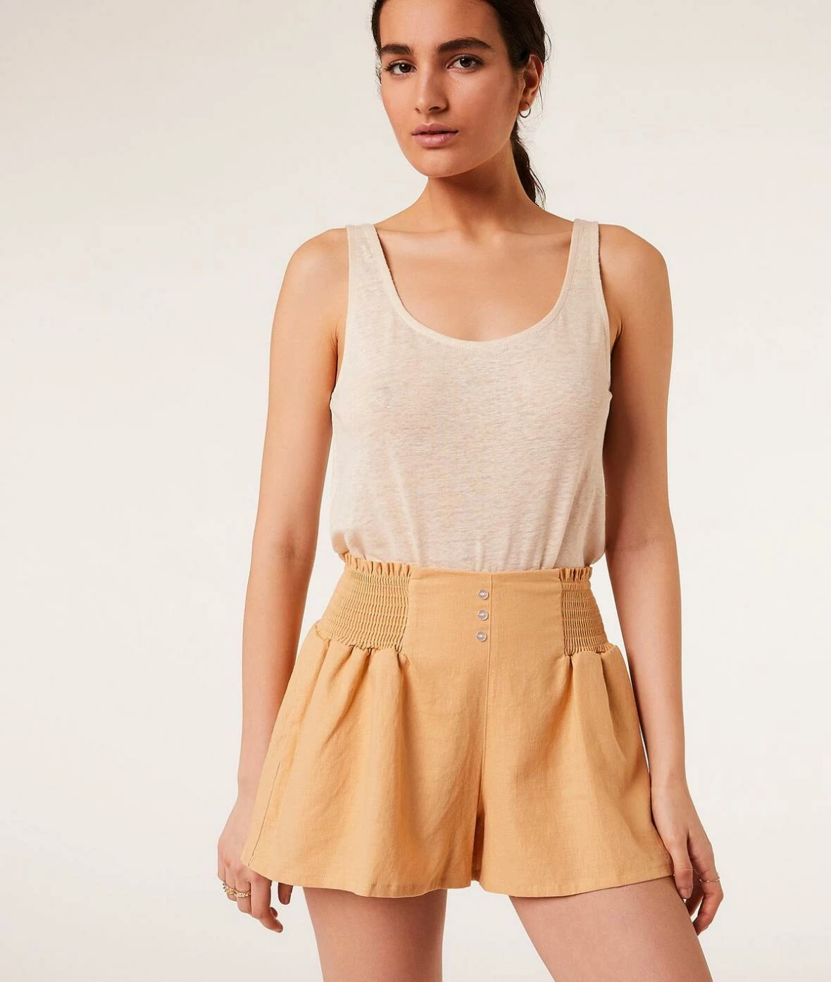 Pyjamas Doux Et Confort | Short De Pyjama En Lin OCRE | Etam Femme – Image 4