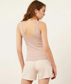 Pyjamas En Coton | Débardeur Côtelé, Teinture Végétale MAUVE | Etam Femme