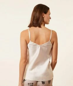 Pyjamas Sexy | Caraco Décolleté En Tulle ECRU | Etam Femme
