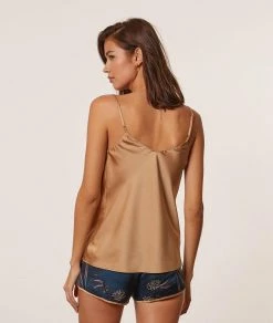 Pyjamas Sexy | Caraco Décolleté En Tulle SABLE | Etam Femme
