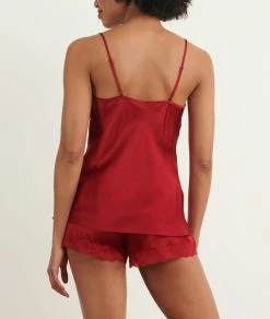 Pyjamas Sexy | Caraco En Soie ROUGE | Etam Femme