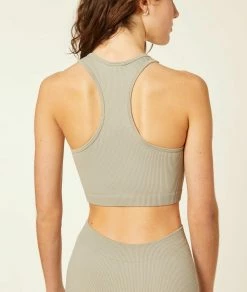 Tops & T-shirts | Brassière Côtelé Dos Nageur Sans Coutures KAKI CLAIR | Etam Femme